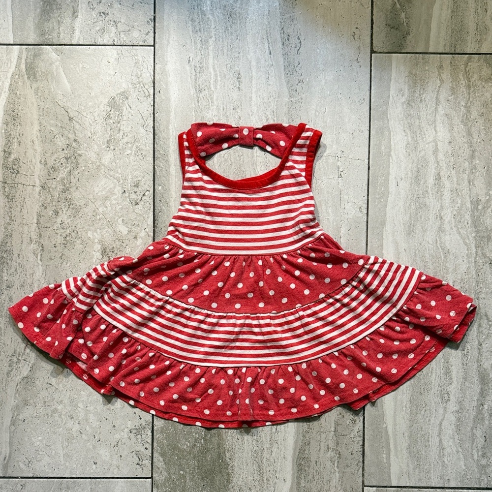 Disney Red and White Minnie Mouse Polka Dot Dress with Bow - Picture 4 of 4